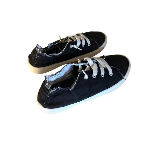 Madden Girl Black Distressed Tennis Shoes Marisa Style Size 8 - Picture 6 of 10